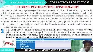correction sujet probatoire CD info 2022