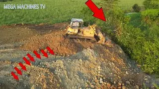 BEST ACTION BULLDOZER KOMATSU D53P PUSH SOIL !! DUMP TRUCK UNLOADING