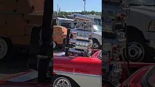 stacked superchargers 💪 💪 💪  wild 58 Chevy at Redneck Rumble car show 2024 🎥