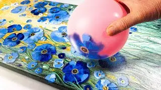 A BALLOON Dip Blue Poppy Masterpiece That YOU Can Try! MUST SEE Technique! | AB Creative Tutorial