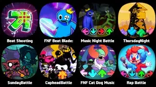 FNF Funki, Fun Time, FNF Beat Blade, FNF The Executable Entourage, FNF Rebooted, Elephantitis