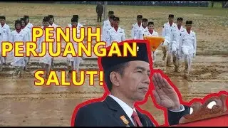 Detik Detik Upacara Pengibaran Merah Putih Penuh Lumpur, SALUT!