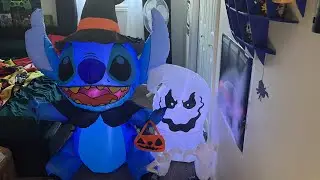 Gemmy Airblown 4.5ft stitch & 3.5ft crawling ghost inflatables