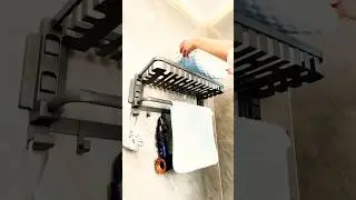 Innovative Foldable Towel Rack with Hooks | Space Saving Bathroom Storage Solution #bathroomhardware