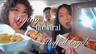 Trying the VIRAL stuffed bagels! 