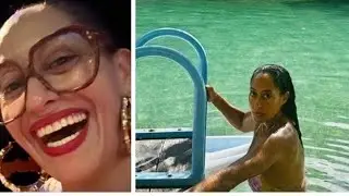 Tracee Ellis Ross learns Jamaican Dance moves and takes a dip in the water at the Golden Eye Resort