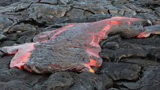 4K Video Compilation of Kilauea Lava Flows, as night turns to day. New Year's Morning, 1-1-2018