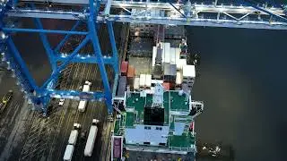 Cargo Ship Loading Timelapse from Drone