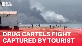 Mexico Drug Cartels: Shocked tourist look on as gang violence erupts over killing of cartel boss