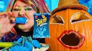 Blue Heat Takis Chicken Wings Halloween Special MUKBANG