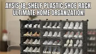 AYSIS Plastic Shoe Rack for Home | 𝟏𝟖 𝐒𝐡𝐞𝐥𝐟 Shoe Rack with Door 𝐌𝐚𝐠𝐧𝐞𝐭𝐬 for Home Storage 