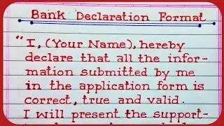 Bank Declaration Format | Bank Declaration Format For All Bank Exam Like SBI, RRB, IBPS In English