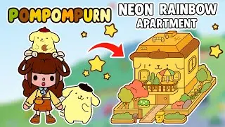 Building a Cute Pompompurin House 😍 Neon Rainbow Apartment 🌈 Toca Boca | SanSan Toca Channel