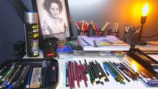 MOSTRANDO MEUS MATERIAIS DE DESENHO