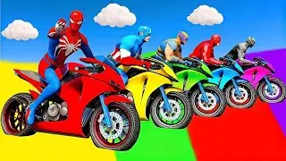 Spider-man Vs Iron-man Vs Hulk Vs Franklin Super-Car Race 4 superhero race on a bridge