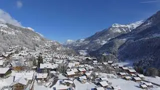 Champéry with fresh snow in february 2018