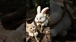 Saving a Tiny Friend in the Forest #Anthropomorphic animals #Cute kitten hero