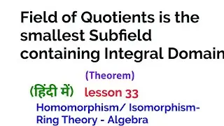 Field of Quotients is the smallest Subfield containing Integral Domain -Theorem - Homomorphism