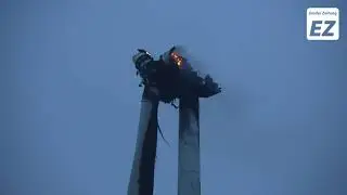 Windrad steht in Flammen