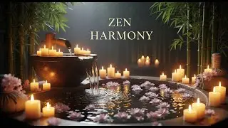 Calming Zen River Flow Bamboo Fountain and Candle Glow for Relaxation Meditation Sleep Balance Calm