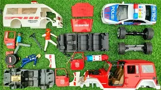 Mencari & Merakit Mainan Rusak, Mobil Polisi, Mobil Ambulans, Mobil Pemadam Kebakaran. 