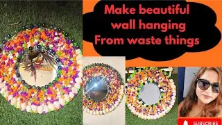 Mirror, Stones & marbles wall hanging/diy wall hanging 