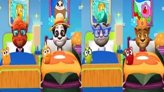 4 Colors - Red Vs Panda Vs White Vs Yellow | My Talking Tom 2 Baby Vs My Talking Tom 2