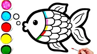 Cute Rainbow Fish Drawing, Painting & Coloring For Kids and Toddlers_ Kids Art 