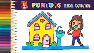 How to draw wash your hand scene | #DOODLE #painting kids colors