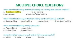 Metal joining processes_mcq questions and answers_welding mcq questions