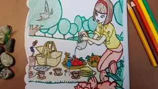 BEAUTIFUL PICNIC SCENE COLORING 😱😍😀 | EASY COLORING IDEAS FOR BEINGNERS 😱😍