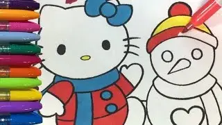Hello Kitty Coloring Pages Winter Snowman