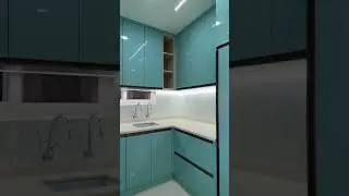 Beautiful SKY Blue Modular Kitchen Design#kitchendesign#interiordesign#shortvideo