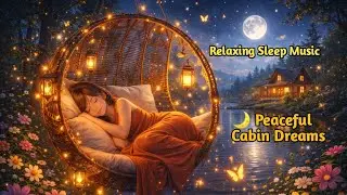 Peaceful Cabin Vibes🏡Girl Sleeping in Wicker Swing🌛Soft Lantern Glow🏮Relaxing Sleep🌙Meditation Music