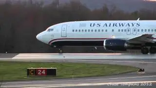 US Airways 737-400 Nice Sunset Departure with ATC