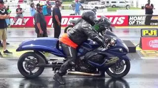 DEBO nitrous Suzuki Hayabusa vs Kawasaki Zx14 clocks off racing Nhdro 2017