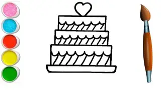 Beautiful Happy Birthday Cake for kids | Coloring & Painting | Toddlers | Kids Drawing | #cake 
