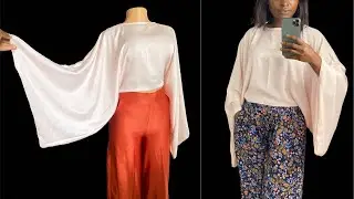 DIY Cut and sew a simple kimono /kaftan crop Top beginner-friendly tutorial