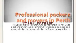 Professional packers and movers in Perth