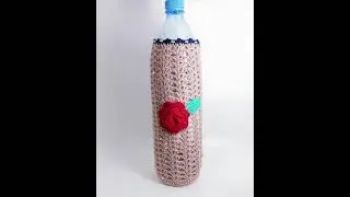 Crochet cute water bottle cover flowers design ideas 