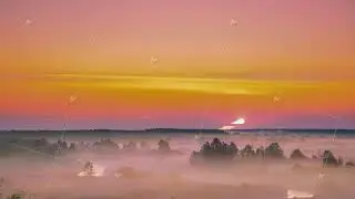 Morning Sun Shines On Plain. 4k Sunrise Sky Timelapse. Amazing Effects Of Morning Sunrise. Aerial