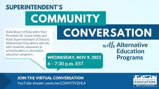 Alternative Education Community Conversation - Wednesday 11.9.22 | 6 - 7:30 p.m. EST