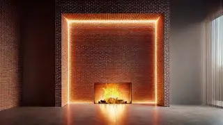 Modern Brick Fireplace with Ambient Glow | Relaxing 8K HDR ASMR