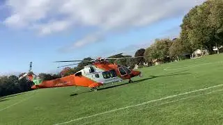 HLE10E Gama Aviation LTD AW169 G-MGPS taking off from Fernheath Playing Fields 