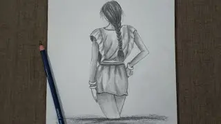 How to draw a girl easy back side drawing with pencil shading/DIY art