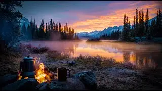 Day 73: You’re Still Becoming 🔥❄️ | Morning Campfire, Coffee & Mountain Sunrise Ambience