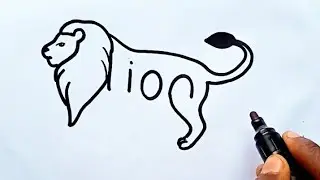 how to draw a lion with lion word I lion drawing with lion word