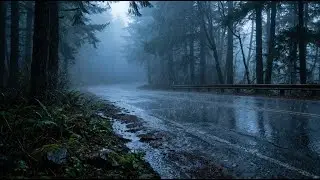 Rain Sounds For Sleeping 99% | Forest Road Rainstorm Ambience for Sleep