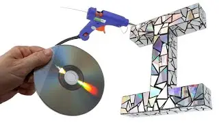 Decorate with CDs cardboard letters DIY