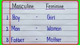 Masculine and Feminine gender || 20 Masculine and Feminine list || Masculine and Feminine 